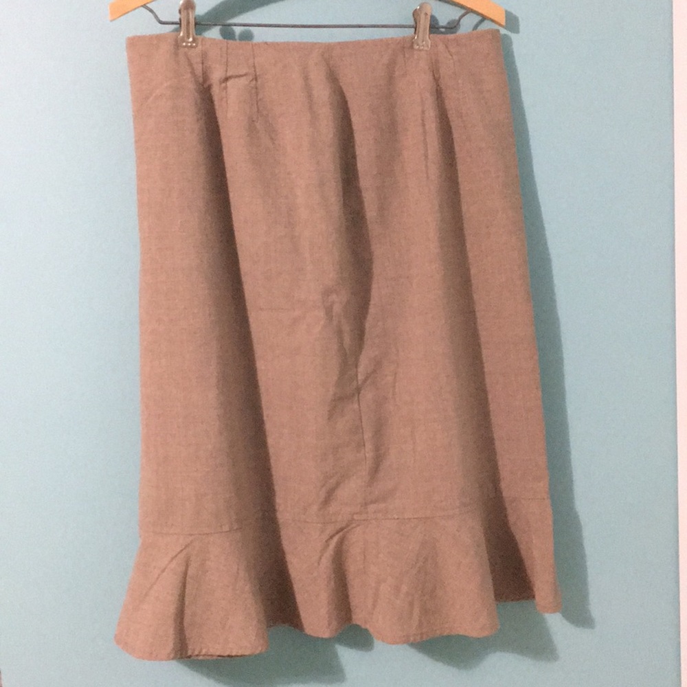 Tan skirt with ruffle hem